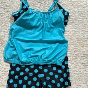 BRAND NEW NEVER WORN tankini bathing suit. Polka dot design